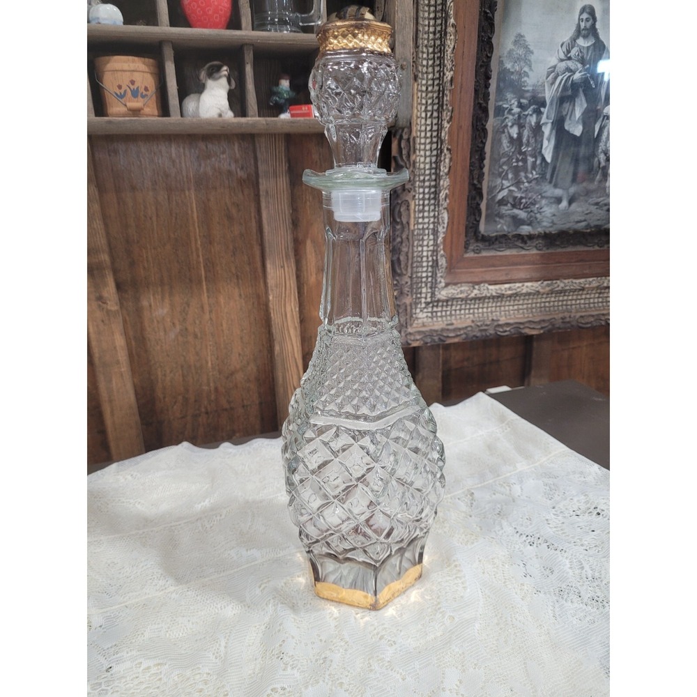 Vintage Anchor Hocking Wexford Gold Trim Decanter "Details See Description"
